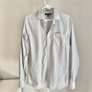 Banana Republic Blue Dress Shirt Classic Design in Gray Windowpane